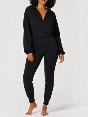NAMA Enlighten Onesie Jumpsuit Black XS Cozy Fleece Lined Oasis Lounge Travel